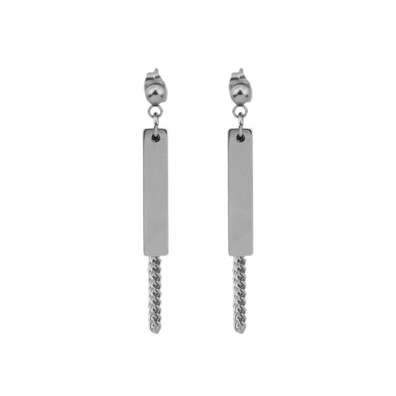 

Punk Stainless Steel Chain Earrings For Men Korean Version Cool Wind Metal Long Tassel Fashion Pendant Jewelry Wholesale
