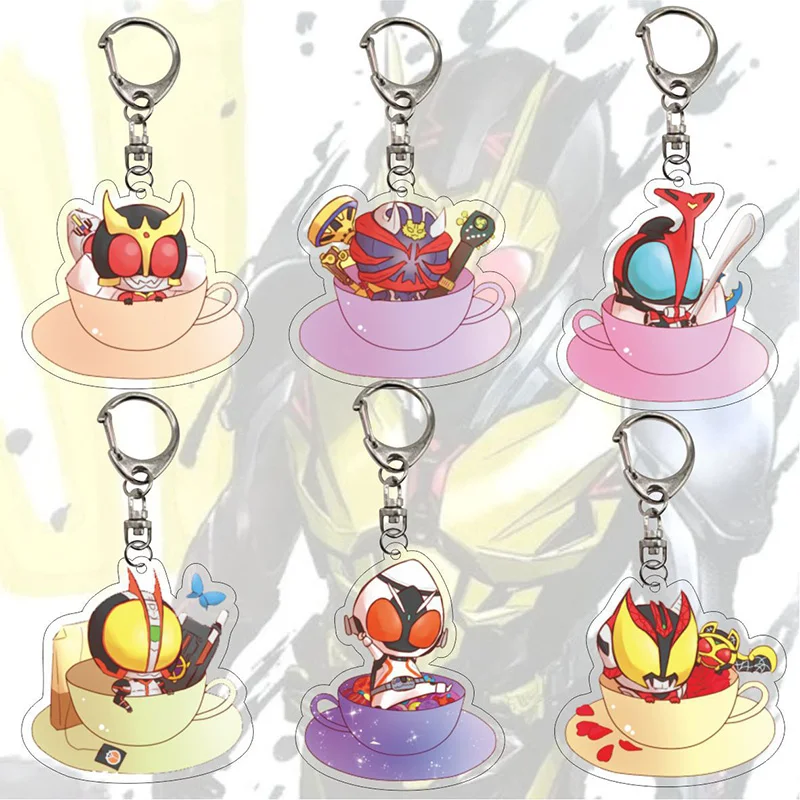 Cool Masked Rider Keychain Anime Acrylic Figure Cartoon Key Pendant Man Kids Bag Car Decoration Popular Charm Keyring | Украшения и