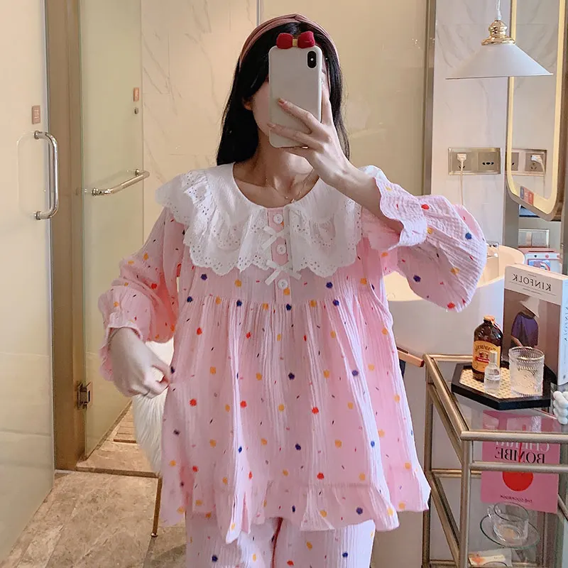 Пижама для грудного вскармливания из 100% хлопка тонкая Удобная дышащая ночная