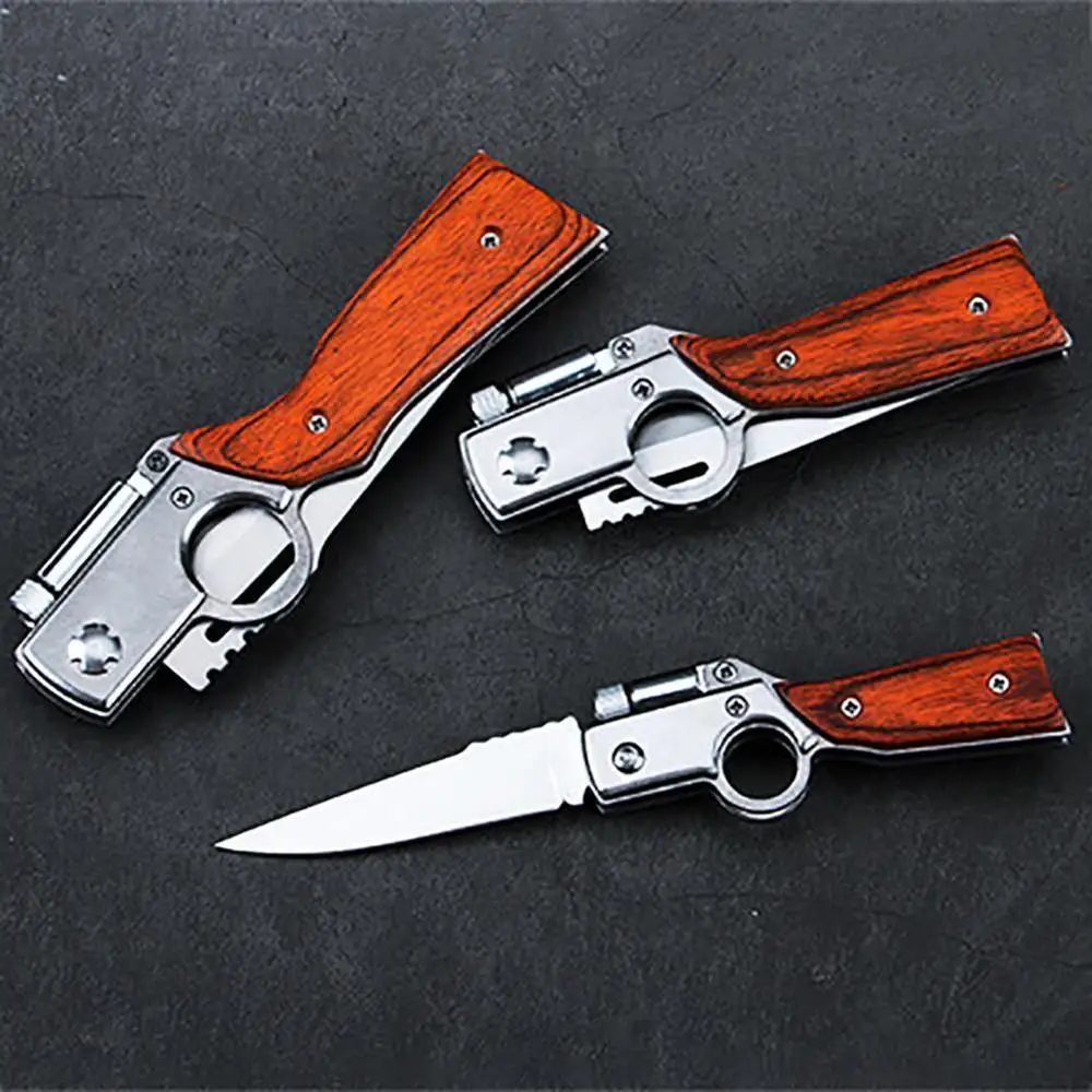 OOTDTY AK47 карманный тактический складной нож в форме пистолета, карманный нож для выживания, охоты, кемпинга, светодиодный, Новинка