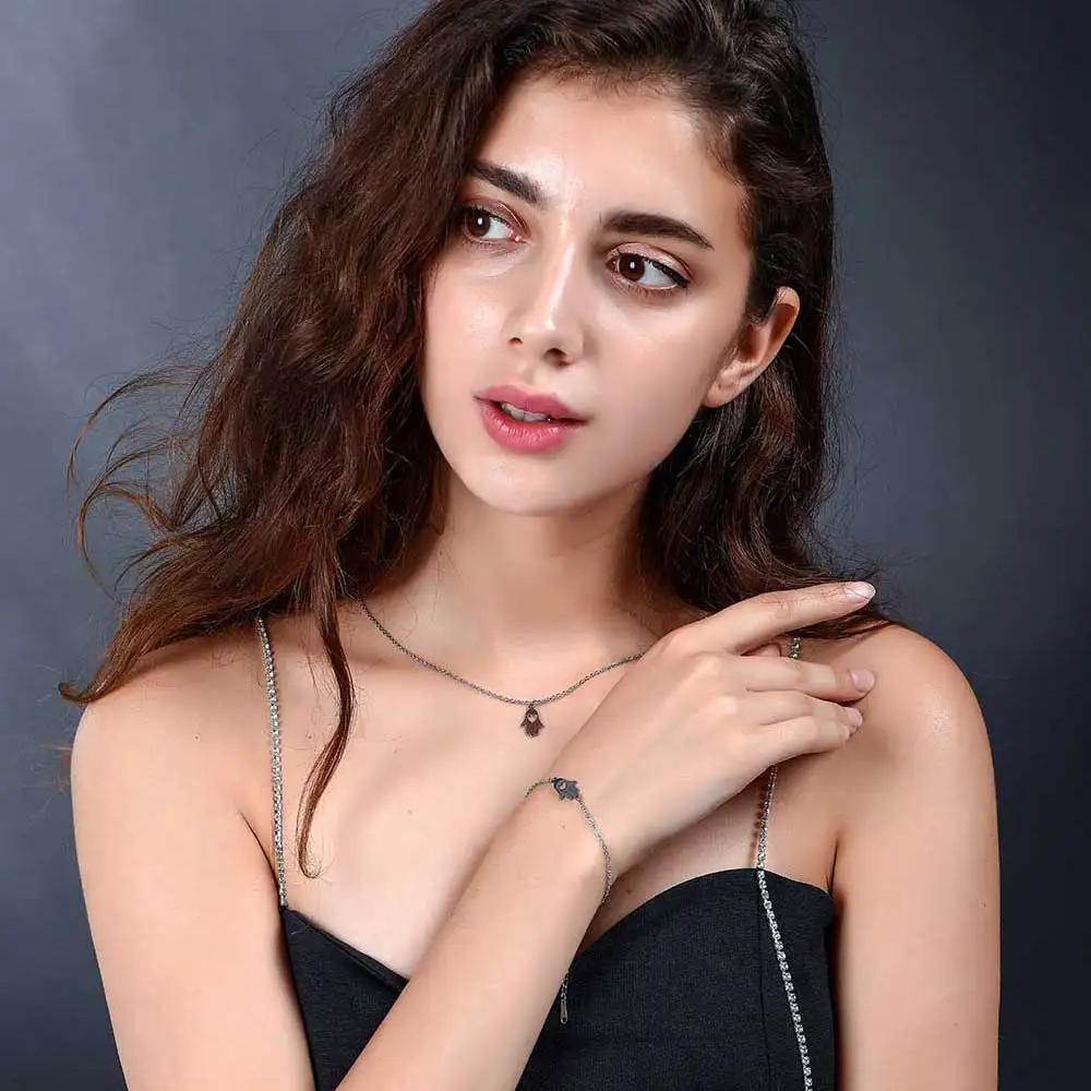 ААААА качество 100% нержавеющая сталь Хамса ручной Шарм ожерелье для женщин