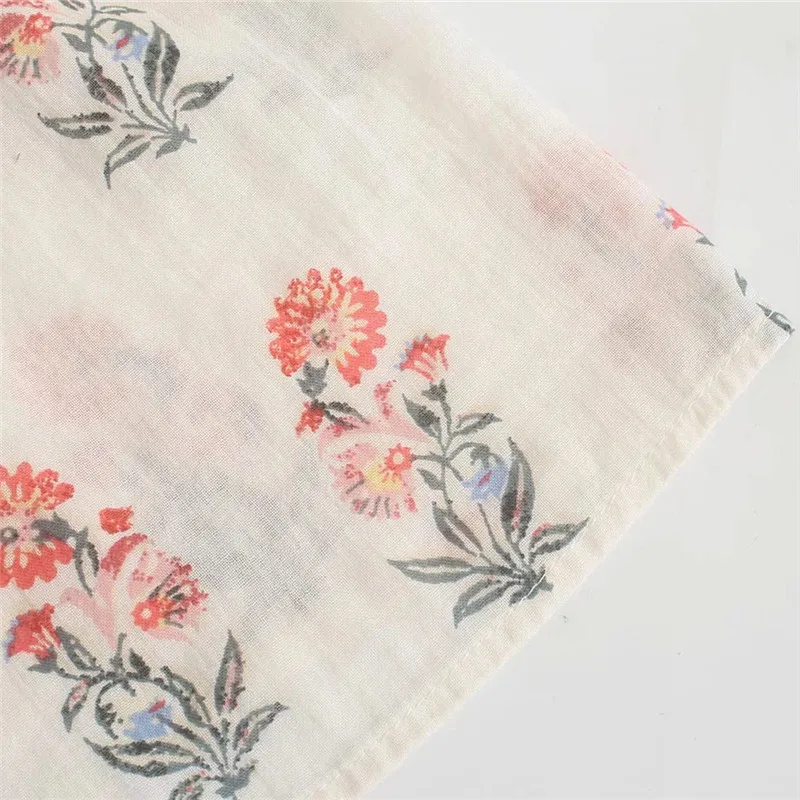 

TRAF Za White Floral Long Dress Women Puff Sleeve Summer Woman Dresses Semi Sheer Midi Dress 2021 Ruffle Casual Dresses