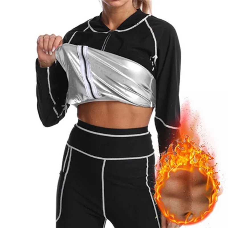 Women's Neoprene Sauna Vest with Sleeves Gym Hot Sweat Suit Weight Loss Body Shaper Top Fitness Workout Gym Clothing