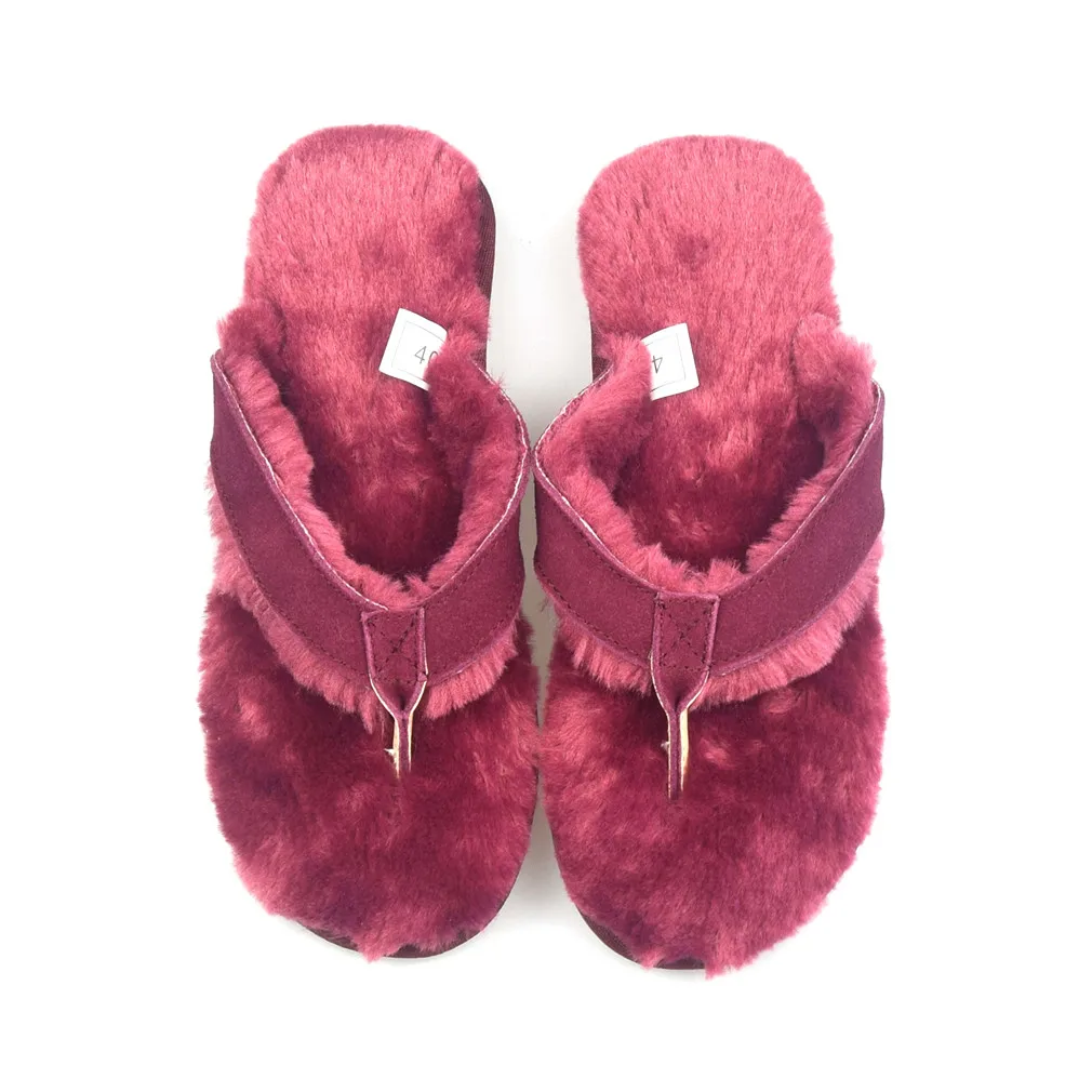 Летние женские домашние тапочки FAYUEKEY из натуральной кожи с плюшевой подкладкой и