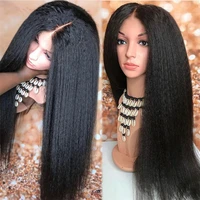 human hair wigs kinky straight wigs 180 for black women brazilian remy hair middle part simulated scalp