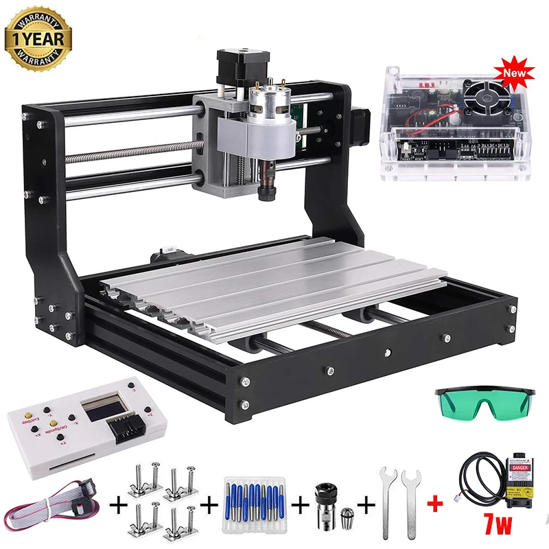 CNC 3018 Pro лазерный гравер древесины маршрутизатор машина GRBL ER11 DIY Мини гравировальный станок для дерева PCB ПВХ с автономным контроллером - Цвет: 7w laser