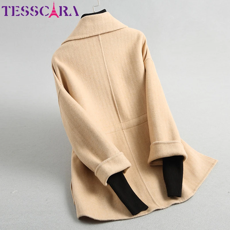 Женская кашемировая куртка TESSCARA элегантная Базовая офисная из смешанной шерсти