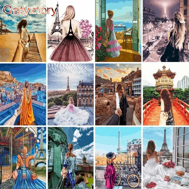 

GATYZTORY DIY Painting By Numbers Figure Landscape HandPainted Oil Painting Drawing On Canvas Unique Gift Home Decoration 60x75c