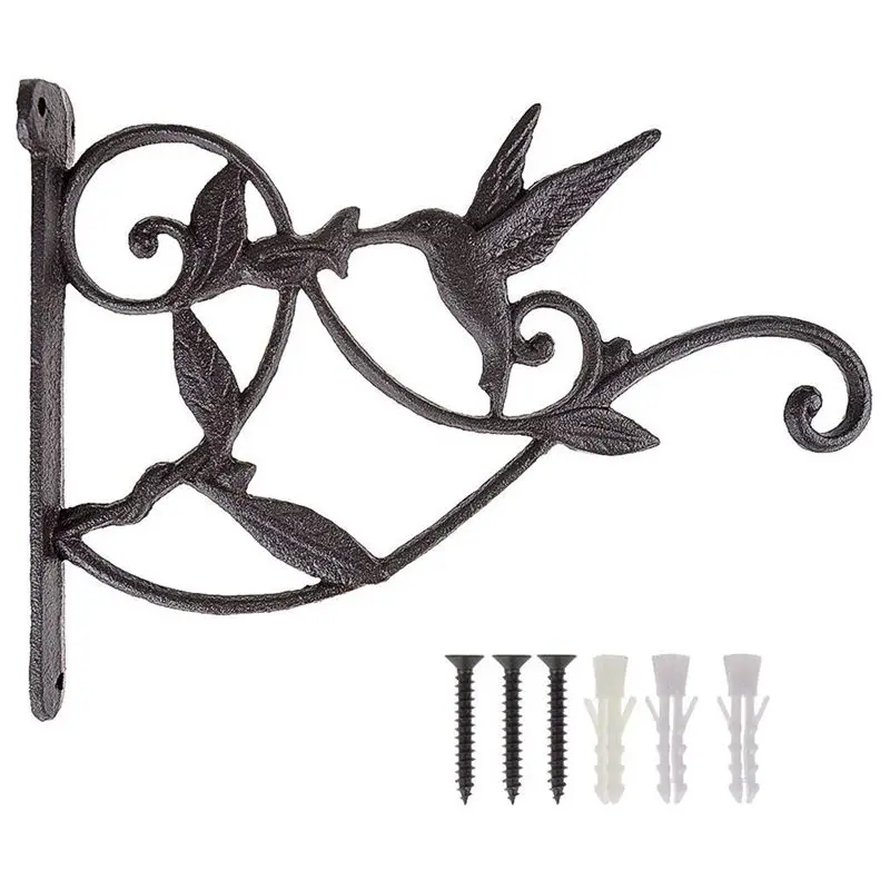 

Hanging Plant Hook Hummingbird Cast Iron Decorative Flower Basket Wall Hanging Hooks Bracket Hanger For Indoor Outdoor Plants Bi