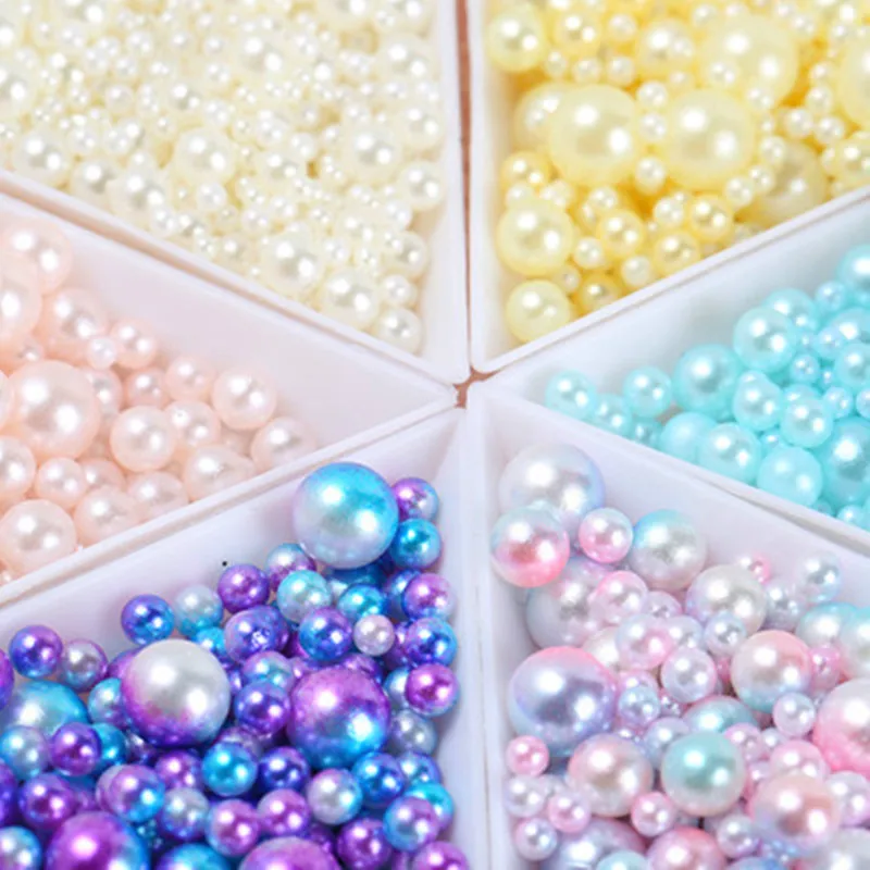 

Wholesale 15g/Bag Mixing Size Rainbow Color Beads Without Hole ABS Imitation Pearls DIY Jewelry Clothing Accessories Handicrafts