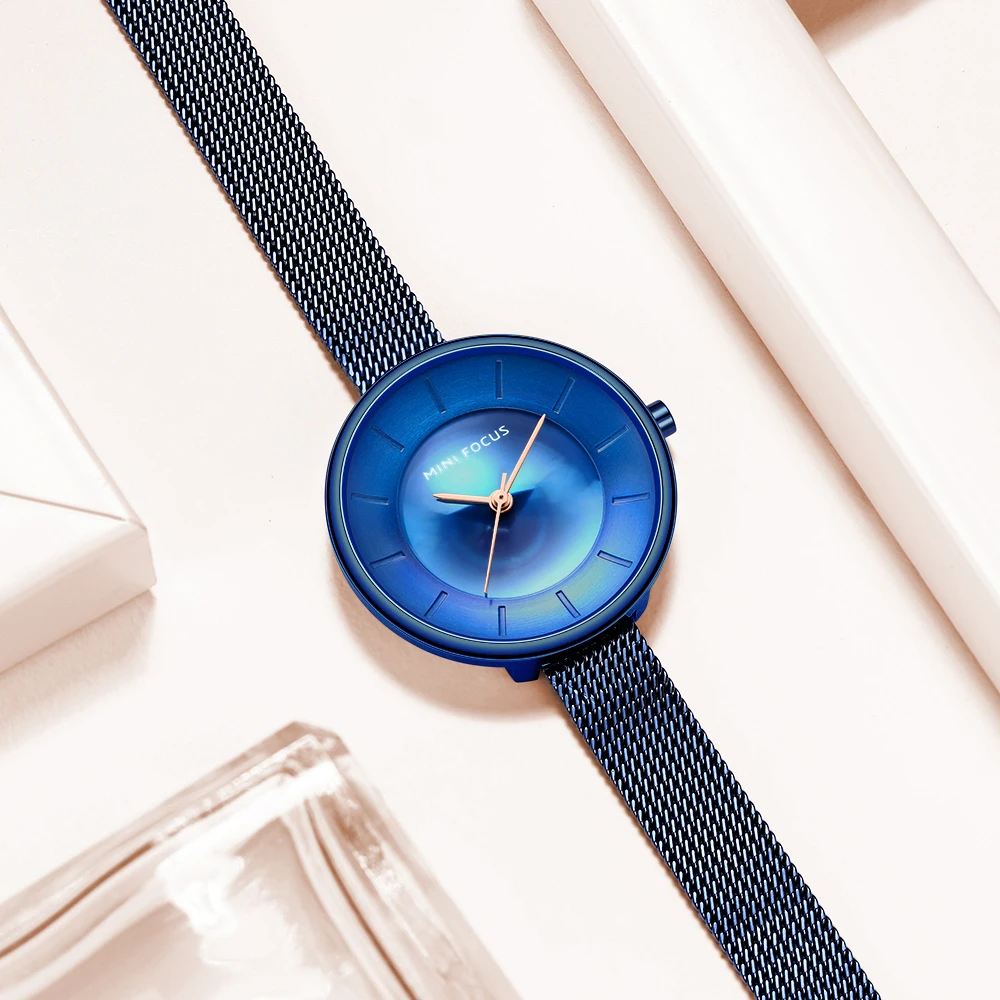 Часы наручные женские кварцевые с сетчатым ремешком из нержавеющей