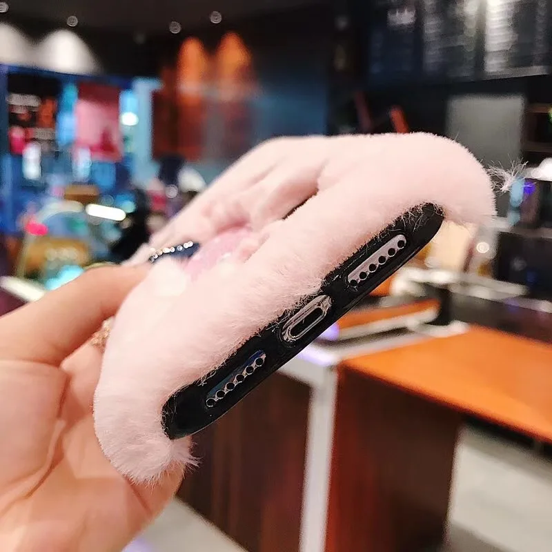 KISSCASE вышивка мультфильм свинья плюшевый теплый меховой чехол для телефона iPhone XS