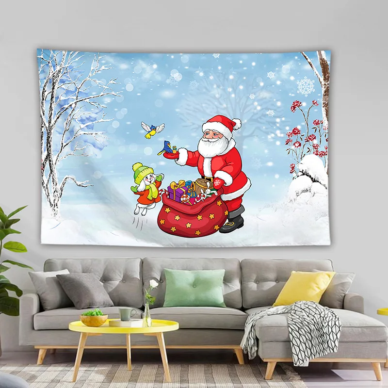 

Merry Christmas Tapestry Wall Hanging Cloth Background Bedroom Living Room Dorm Wall Cloth Decor Holiday Gifts
