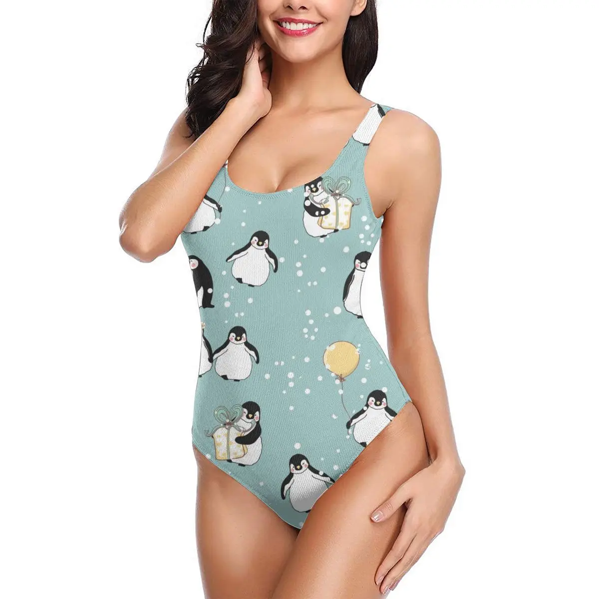 

Women 2020 Swimsuit Cute Penguin Couple One Piece Swimsuit Women Sexy Bodysuit Monokini Swimwear Bathing Suit