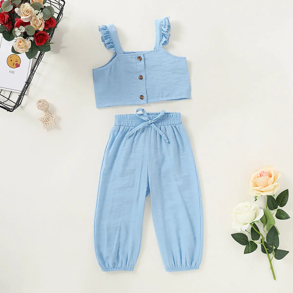 

Toddler Infant Kids Baby Girl Clothes Crop T-shirt Top + Long Pants Outfit Sets Tracksuit