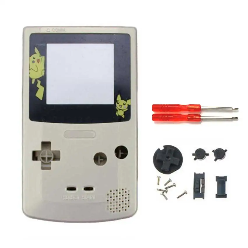 YuXi полный корпус оболочка Крышка запасная часть для nintendo для Gameboy цвет консоль GBC чехол с инструментами - Цвет: Gold PI