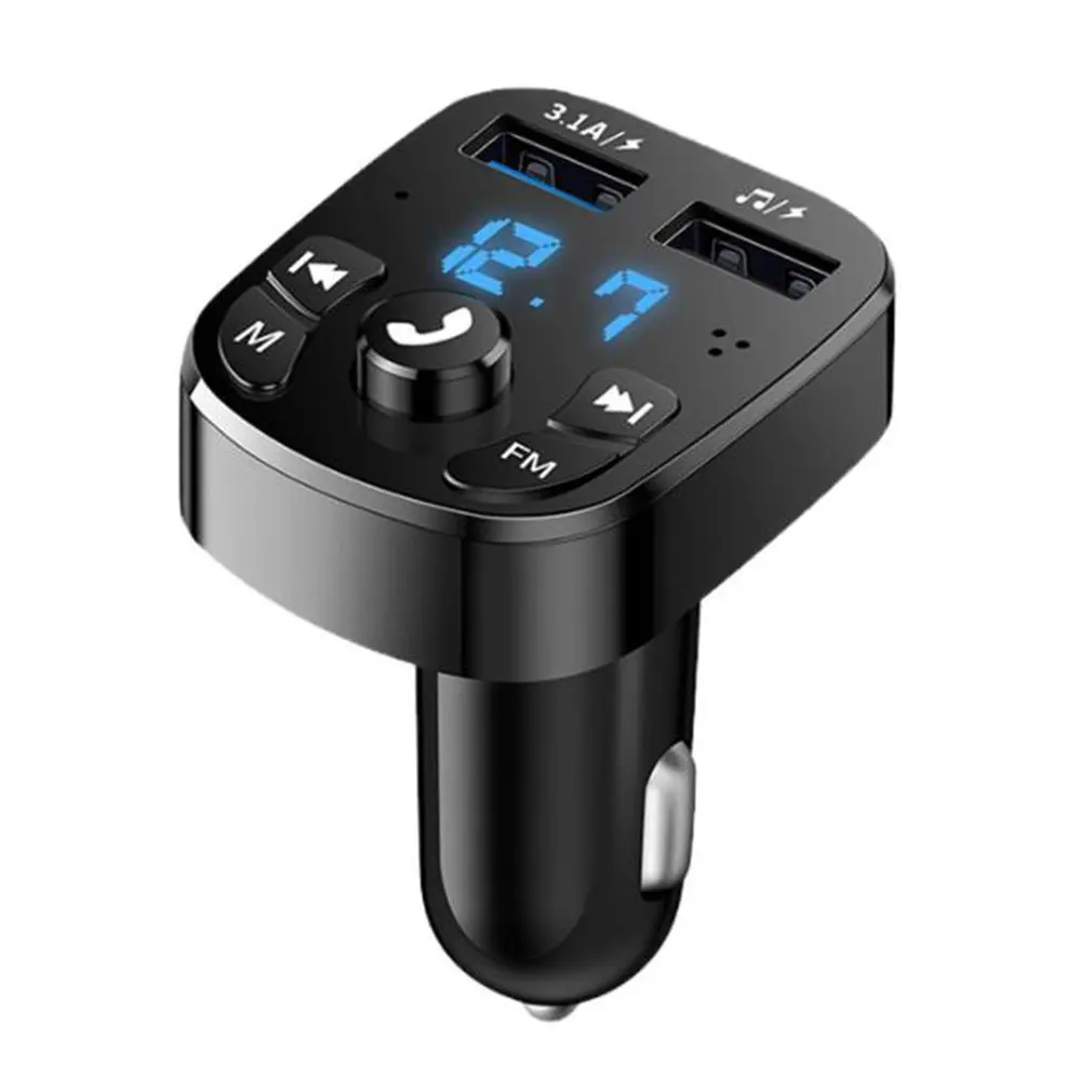 

Bluetooth-compatible Version 5.0 FM Transmitter Car Player Kit Card Car Charger Quick With QC3.0 Dual USB Voltmeter & AUX IN/OUT