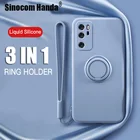Чехол с кольцом-держателем из жидкого силикона для Huawei P40 Lite P30 P40 Mate20 30Lite Honor 30S Pro Nova 5T 6, мягкий магнитный автомобильный чехол-подставка