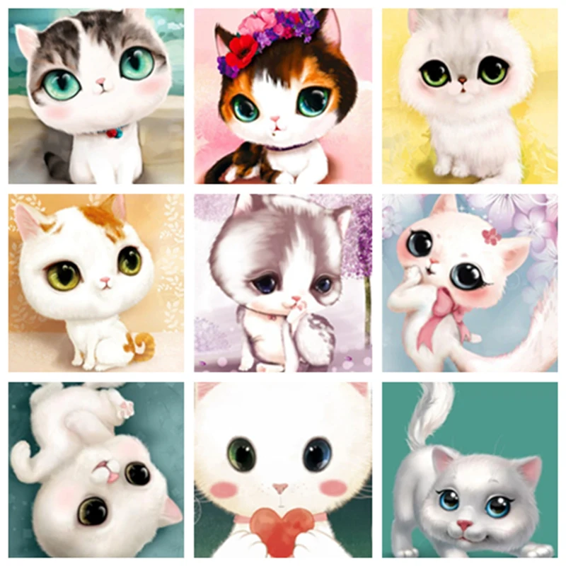 

5D DIY Полный алмаз живопись мультфильм Алмазная вышивка Декор для дома, с изображением кота картина мозаика Стразы подарок ребенку