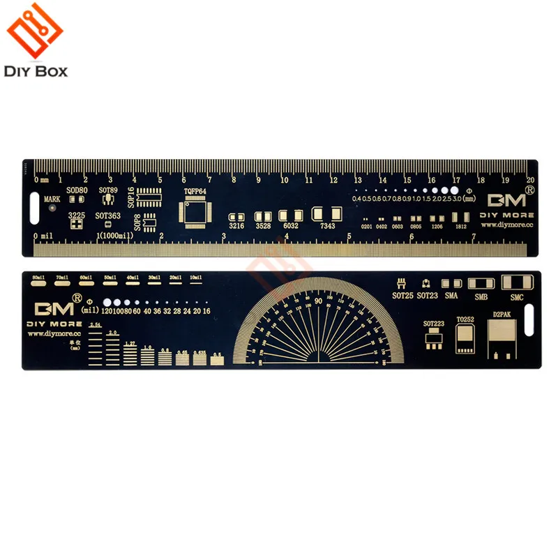 4 см PCB линейка, измерительный инструмент Многофункциональный резистор микросхема конденсатора IC SMD посылка блоки для электронных инженеров с цепочкой для ключей