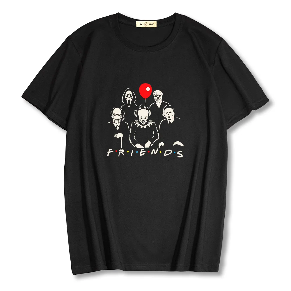 

Футболка мужская с коротким рукавом, 100% хлопок, принт ужасов друзей, дышащая, подходит для пар, лето 2021