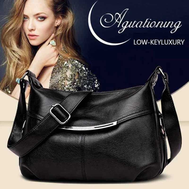 

Однотонные элегантные сумки через плечо, вместительная мягкая кожаная сумка через плечо, модная дикая атмосферная сумка-мессенджер