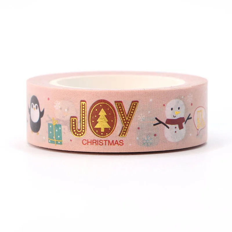 

NEW 10pcs/lot Cute Penguin Snowman Christmas tree Joy Gold Foil Washi Tapes Scrapbooking Stickers Masking Tape Kawaii Stationery