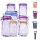 5 шт. многоразовые Многоразовые банки для бутылок, мешки для орехов, конфет, печенья, сумка для хранения еды, на молнии, герметичный кухонный Органайзер