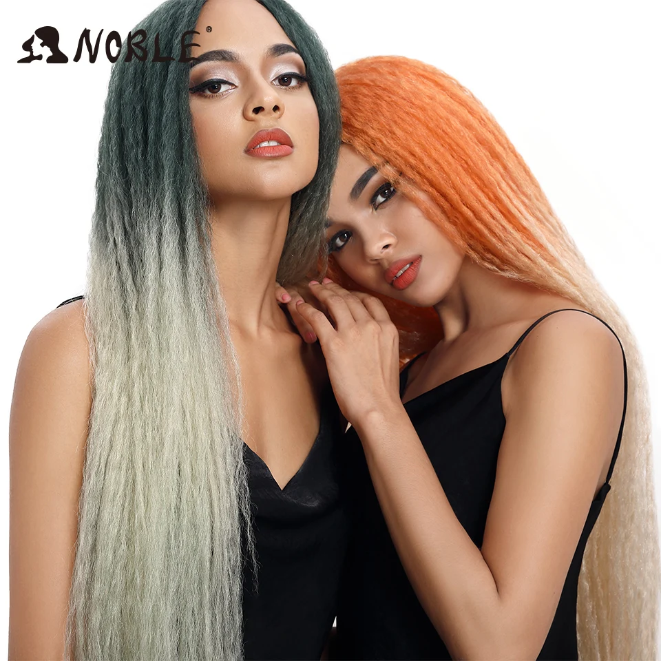 Noble Cosplay Wig Long Braided Wig 38inch Synthetic Lace Front Wigs For Women Pink Green Wig Lace Front Wigs For Black Women
