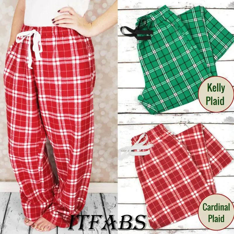 Женские свободные широкие брюки на завязках повседневные для сна в клетку