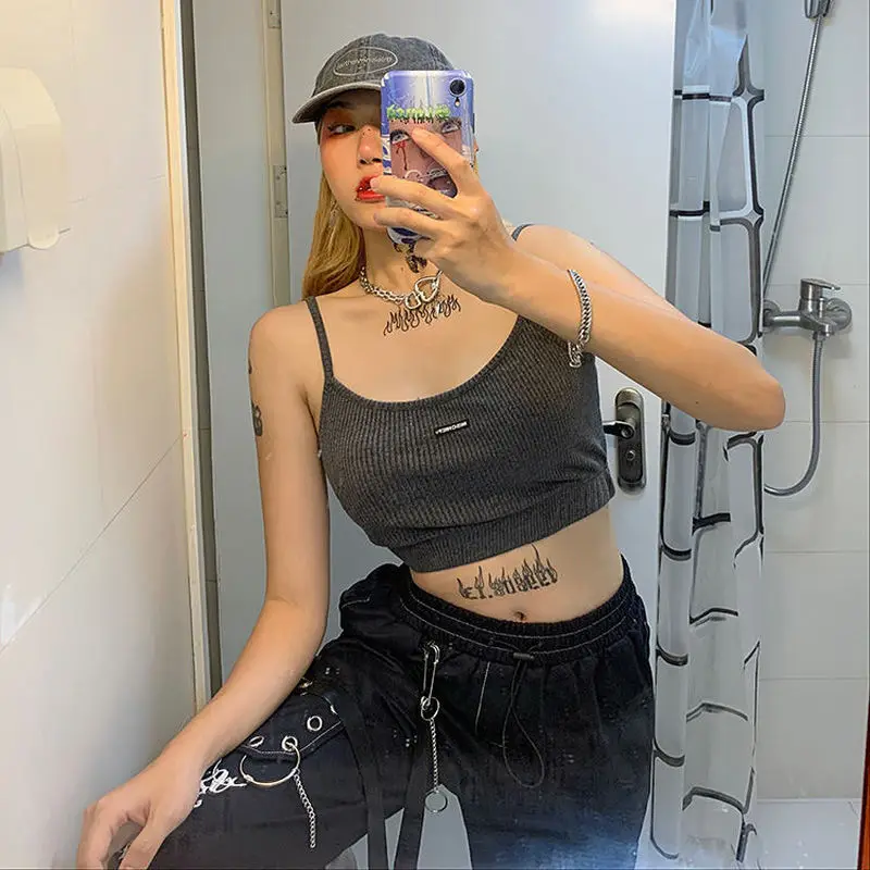 

QWEEK Gothic Harajuku Black Cargo Pants Women Chain Wide Leg Goth Hippie Streetwear White Trousers Loose Female Baggy Fashion