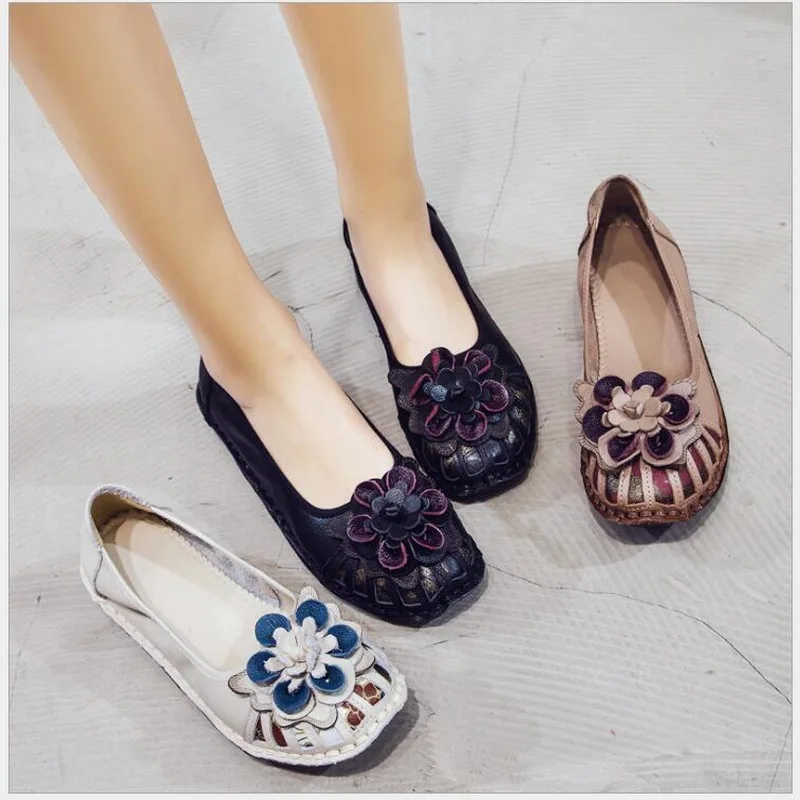 2020 Spring Summer Ladies Fashion Genuine Leather Women Shoes Elegant Comfort Woman's Casual OL Office Shoes soft bottom Women F