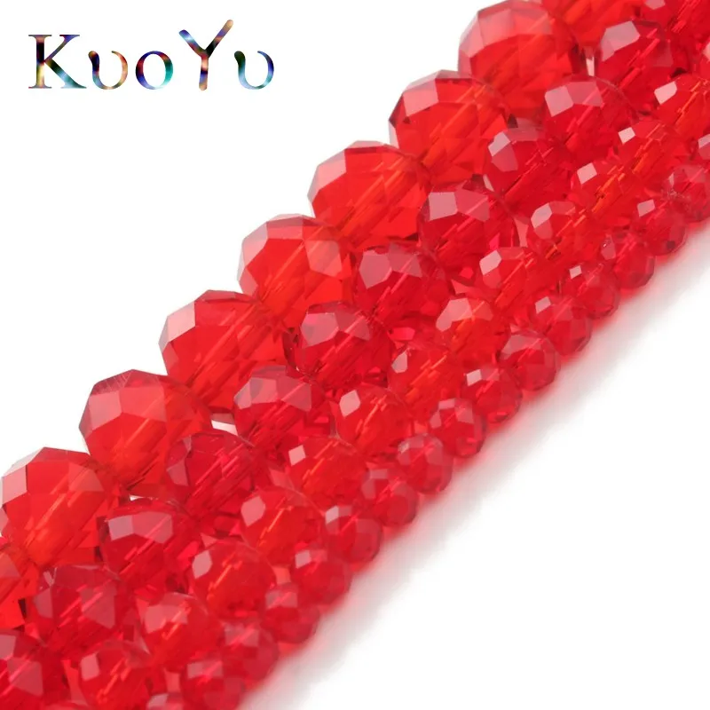 Wholesale Faceted Red Crystal Glass Beads Rondelle Spacer For Jewelry Making 4 6 8 10 12mm 15&quotInches DIY Bracelet Necklace | Украшения
