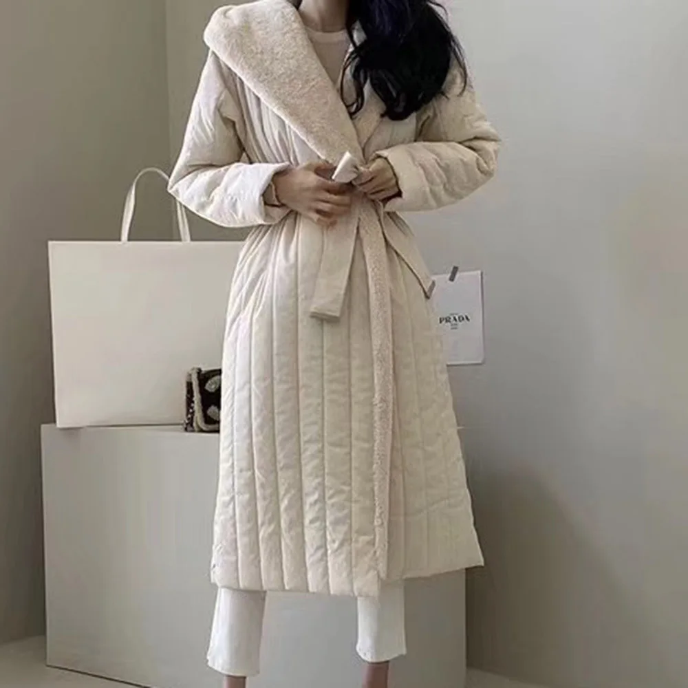 

2020 Winter Women Thicken Jackets Long Padded Coat Slim Loose New Fashion Streetwear Belt Outwear Female Casual Hooded Parkas