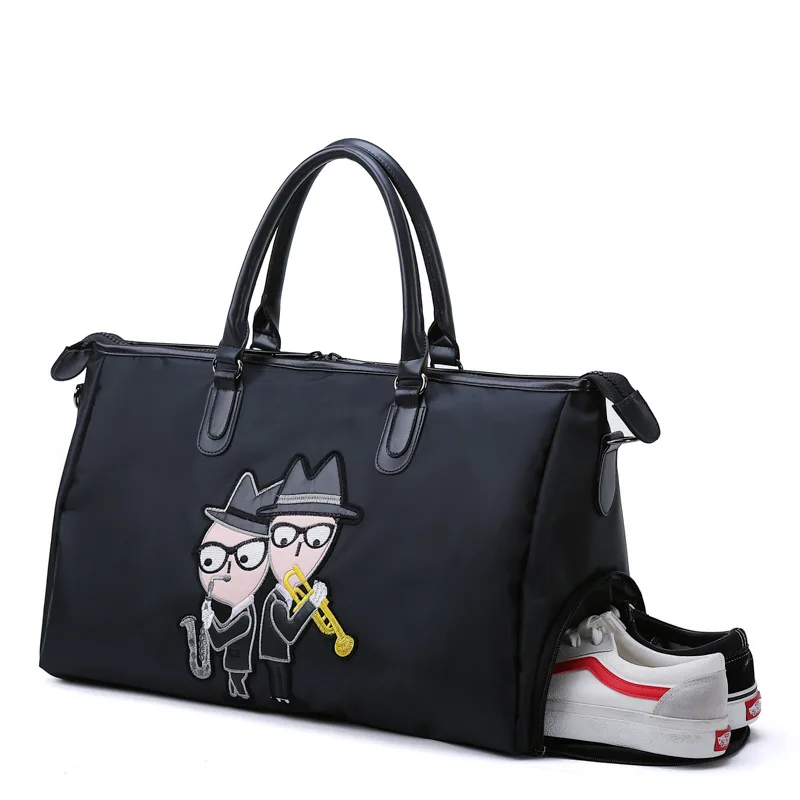 

Сумка для обуви, большая Вместительная дорожная сумка, черная ручная кладь для мужчин и женщин, мультяшная модная спортивная сумка, высокое ...