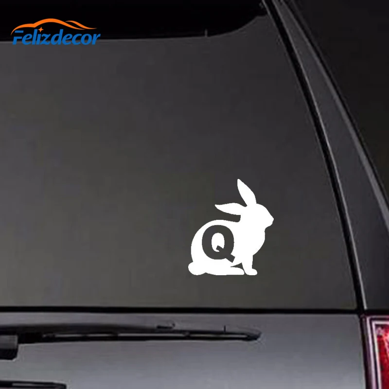 Черно-белый мультяшный милый кролик Автомобильная Наклейка виниловая для окна
