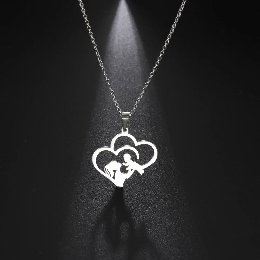Fishhook Ожерелье с подвеской в виде сердца матери ребенка девушки мальчика для