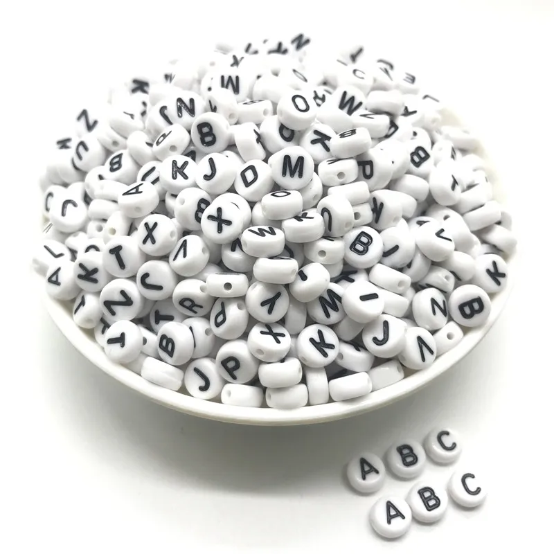 100pcs 4x7mm round letters 26 letters beads multi-color peach heart-shaped spacer beads For bracelet necklace jewelry making - Color: ABC