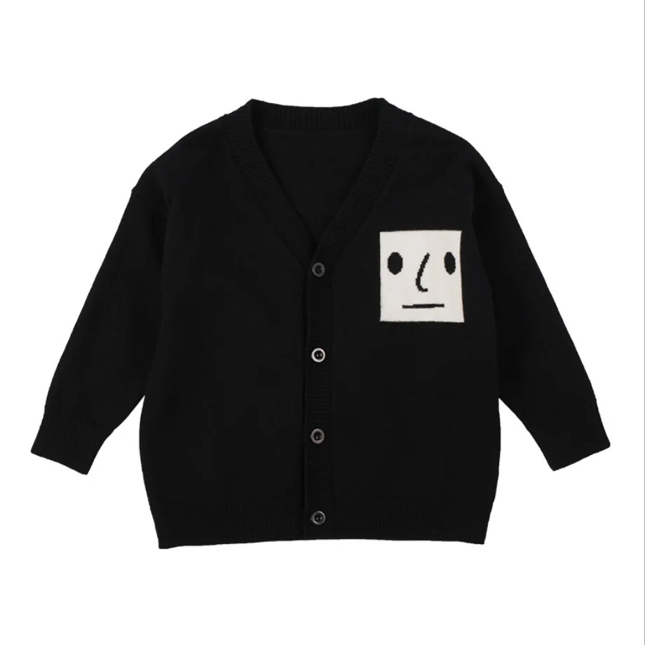 

Spring Boys Cartoon Knitted Long Sleeve Cardigans 1-6 Years Children All-match Single-breasted Sweaters