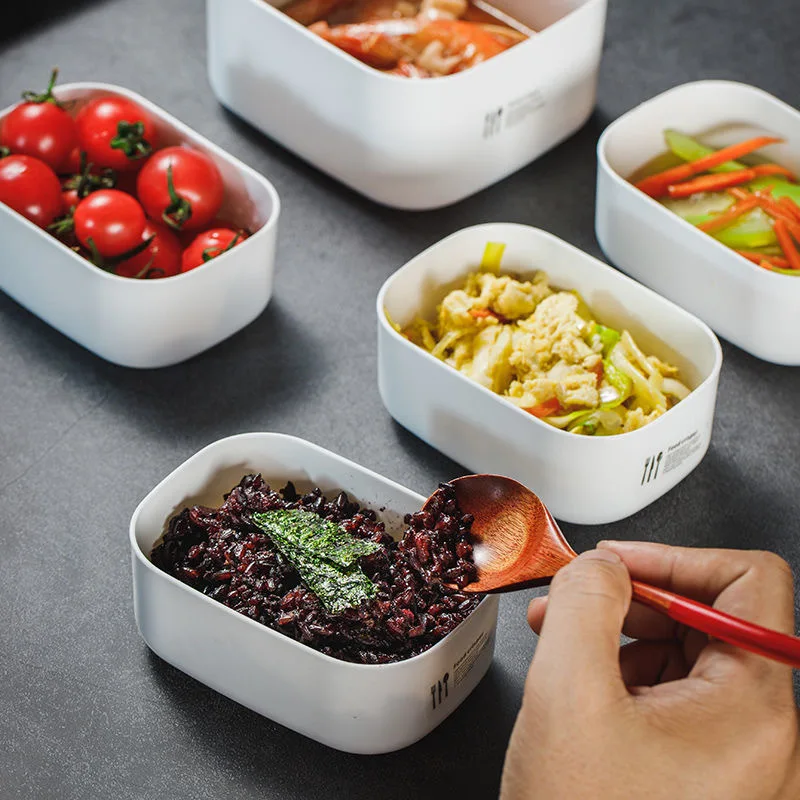 

Small Lunch Box Japanese Kids Movable Compartments Microwave Food Container Storage Plastic Bento Box with Dinnerware Bento