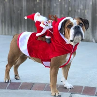 dog cat christmas pet clothes santa claus riding a deer jacket coat pet navidad dog apparel costumes for small large dog outfit