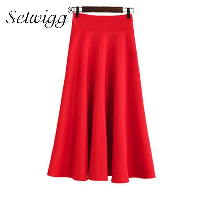 Юбка-трапеция с завышенной талией до середины икры на молнии | Женская одежда