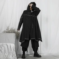 mens windbreaker hooded coat spring and autumn new dark yamamoto style handsome leisure fashion loose large coat