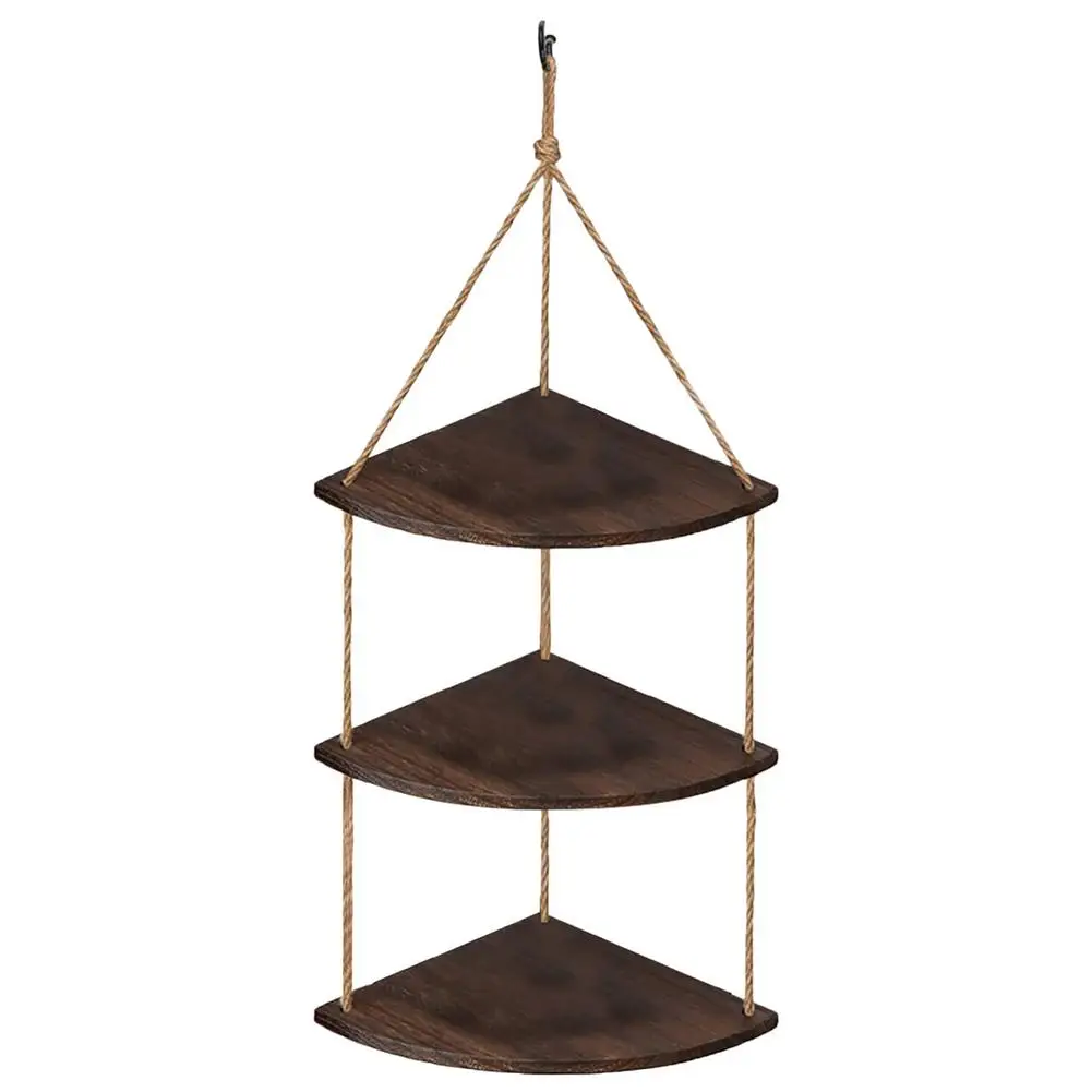 

3 Tier Hanging Plant Shelf Indoor Planter Hanger Rack Decor Hanging Shelf Plant Pot Floating Rack Suspension Home With String