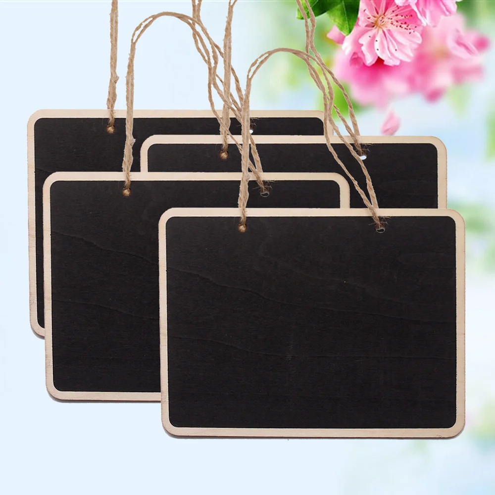 

4 PCS Mini Chalkboards Rectangular Hanging Blackboard Double Sided Chalkboard Wedding Party Table Number Place Tag Message Board