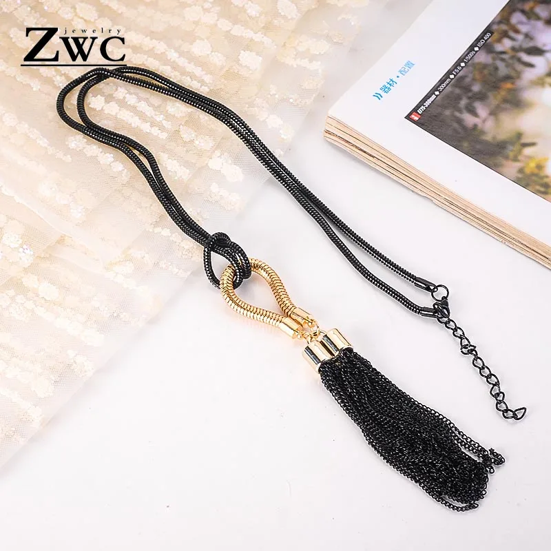

ZWC 2020 New Arrival Female Pendant Necklace For Woman Tassel Long Winter Summer Metal Chain Necklace Necklace Wholesale Sales