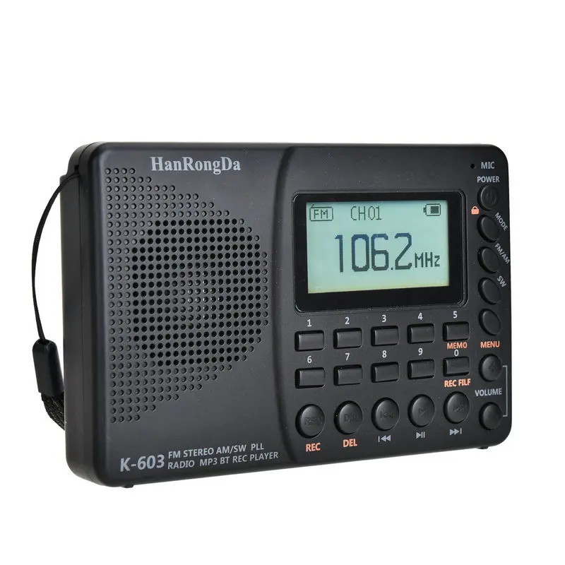 

K-603 Three Languages Display Portable FM Card Digital Radio HIFI Sound Quality Bluetooth-compatible Radio For Laptops