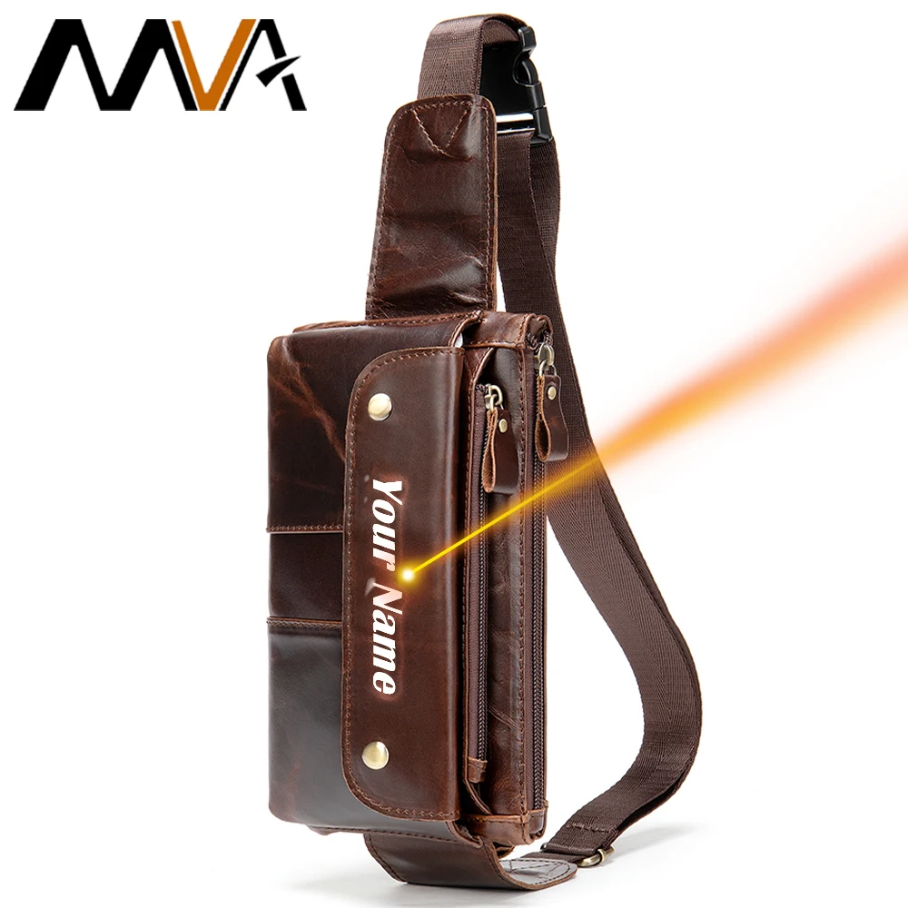 Мужская поясная сумка MVA из натуральной кожи для мужчин масляная кожаная мужская