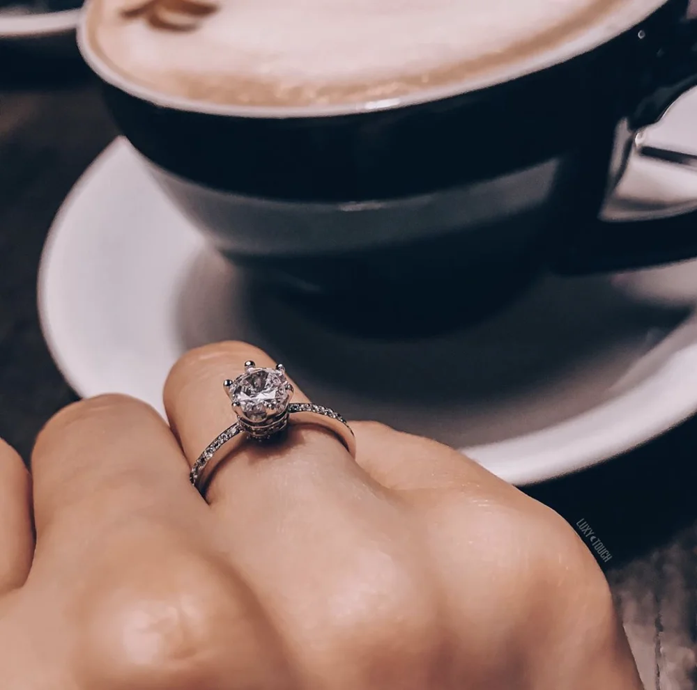 Real Solid 925 Sterling Silver Crown Rings for Women Luxury 1.2ct Diamond Wedding Engagement Ring finger Jewelry wholesale | Украшения и