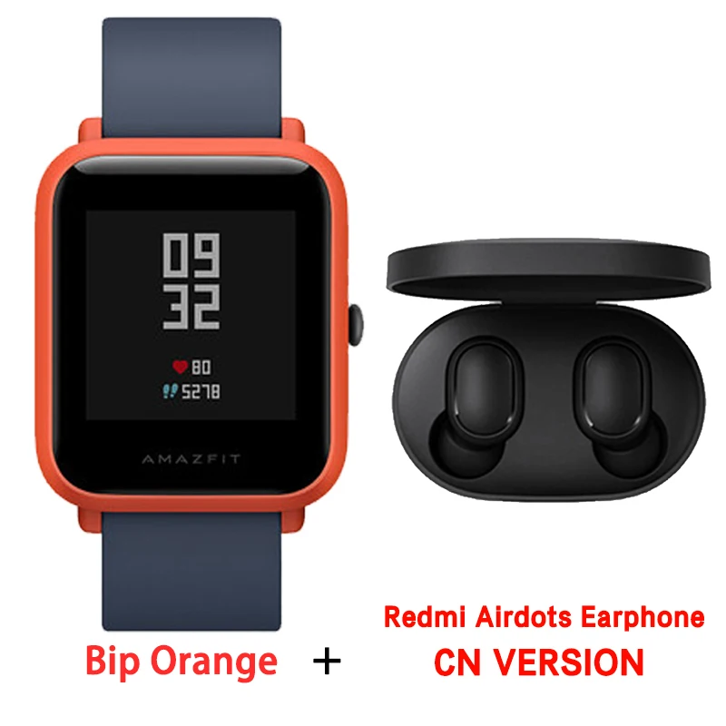 Bip-orange-airdots Xiaomi huami Amazfit Bip gps Молодежные мужские и женские умные часы 2 Bluetooth пульсометр Huami xiaomi Amazfit Bip Lite pk BIP GTS - Цвет: Bip-orange-airdots
